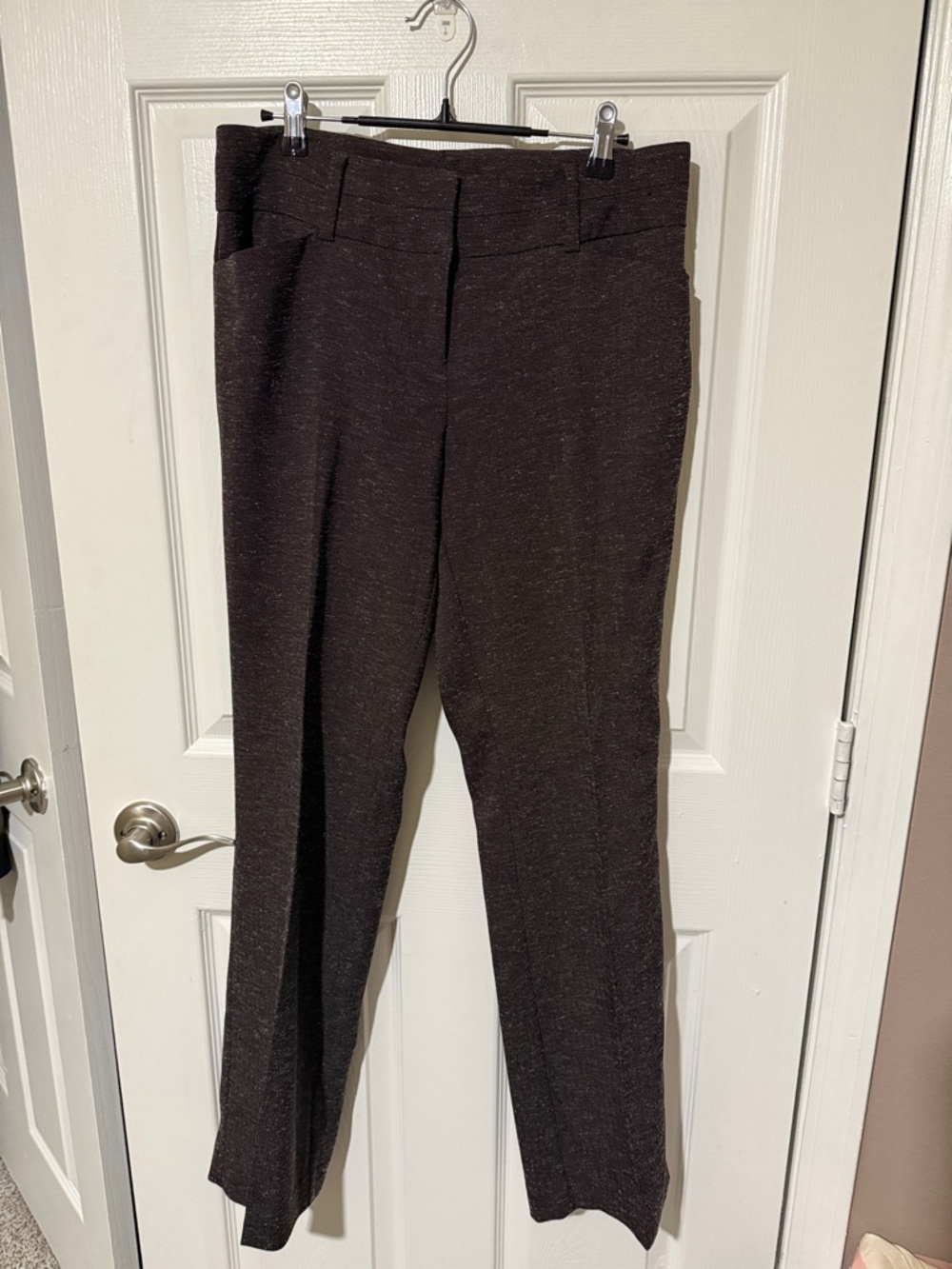 Women's Straight-Leg Dress Trousers in Dark Brown